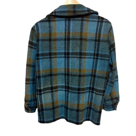 Vintage Canadian Camper Wool Mohair Blue Plaid Coat/Shacket, size Small Womens - Picture 2 of 11